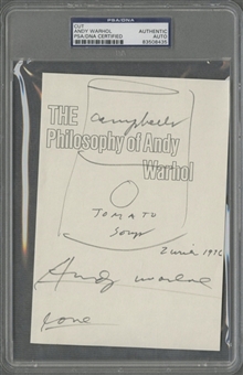 Andy Warhol Signed Page with Campbells Soup Can Drawing (PSA/DNA)